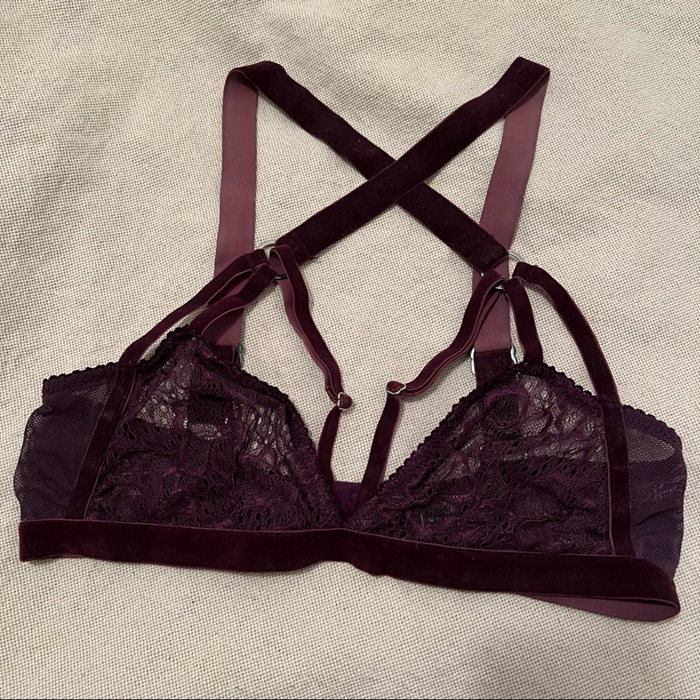 Lonely Label Strappy Velvet Bralette size 34b